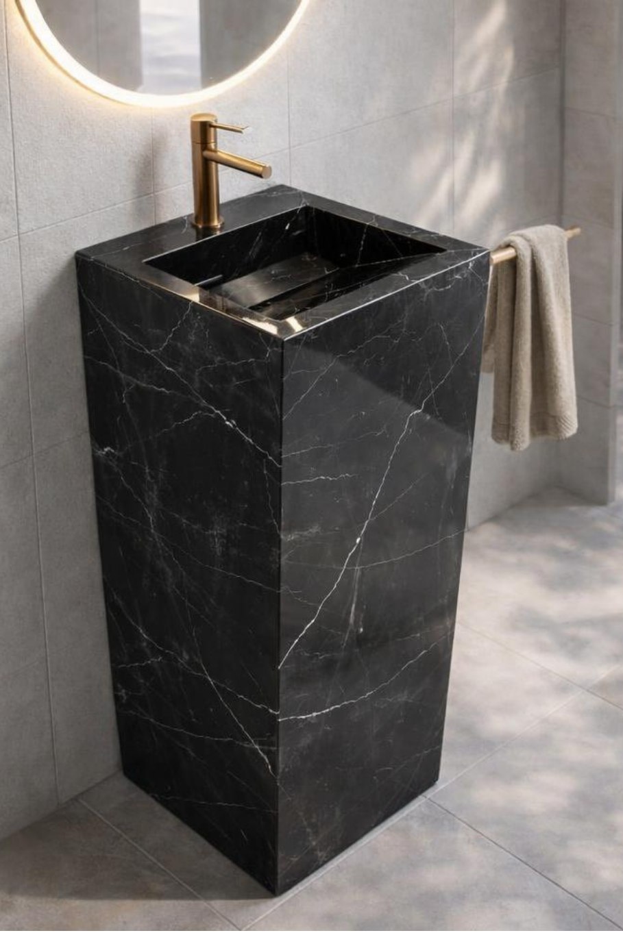 Vasque Topia — Effet marbre noir, Effet marbre noir — Mat / Brillant, 60 × 45 cm