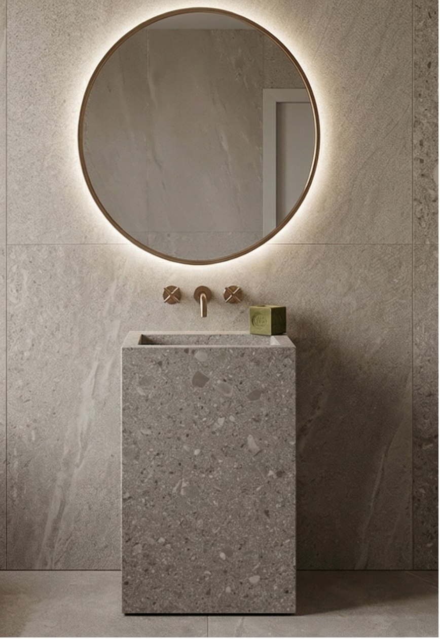 Vasque Topia — Effet pierres fossiles, Effet pierres fossiles — Mat / Brillant, 60 × 45 cm